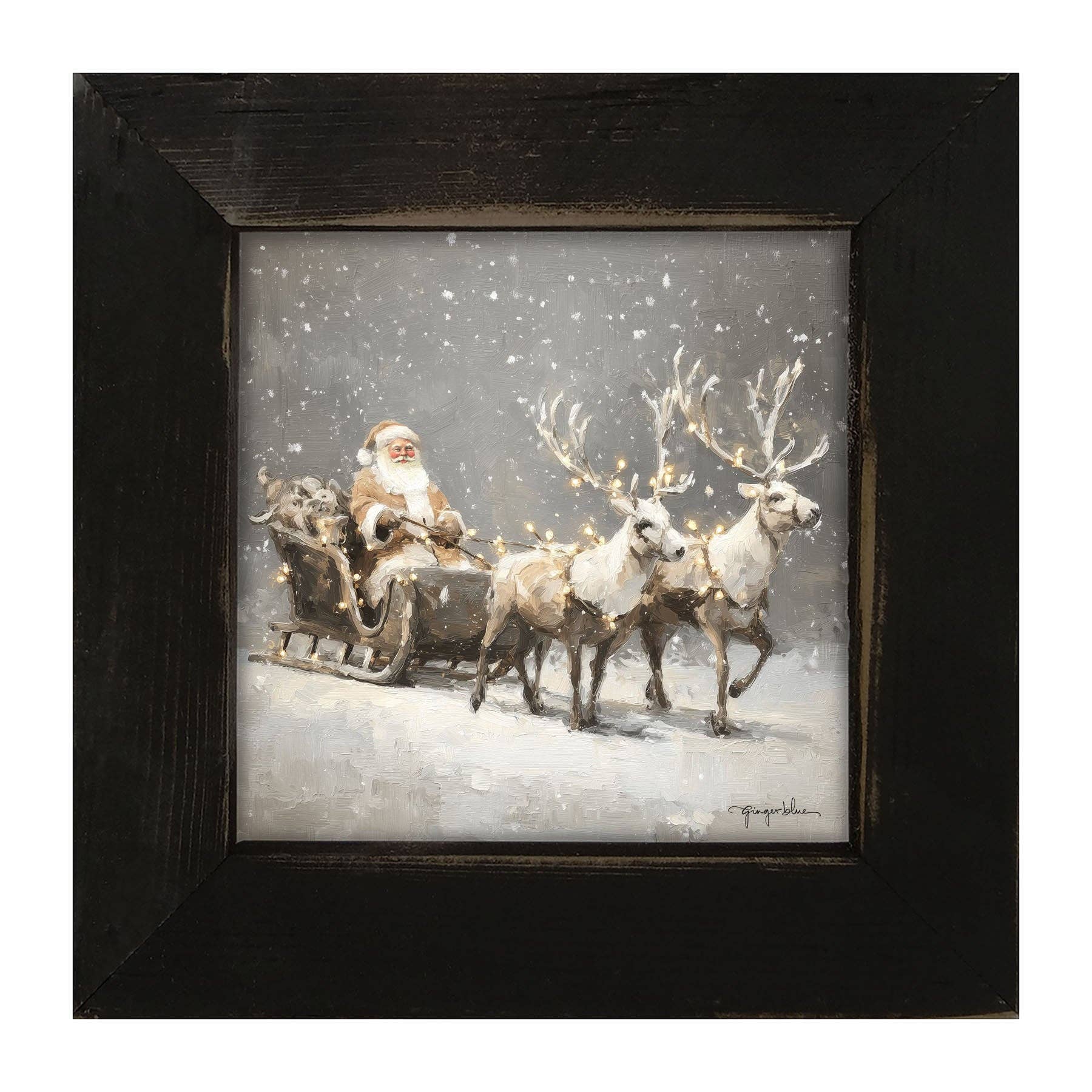 ginger blue - Wholesale Christmas Wall Art - Christmas Lights on Sleigh3