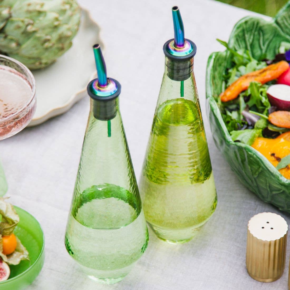 Brût Home and Glassware - Vente Distributeur d'huile et de vinaigre - Ensemble Huile et Vinaigre Claude | Bouteille d'Huile | 30CL | vert0