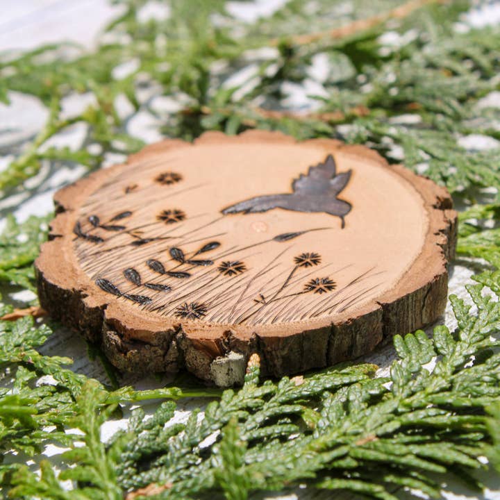 Northern Dreams Design - Wholesale Ornament - Hummingbird Wood Slice Ornament