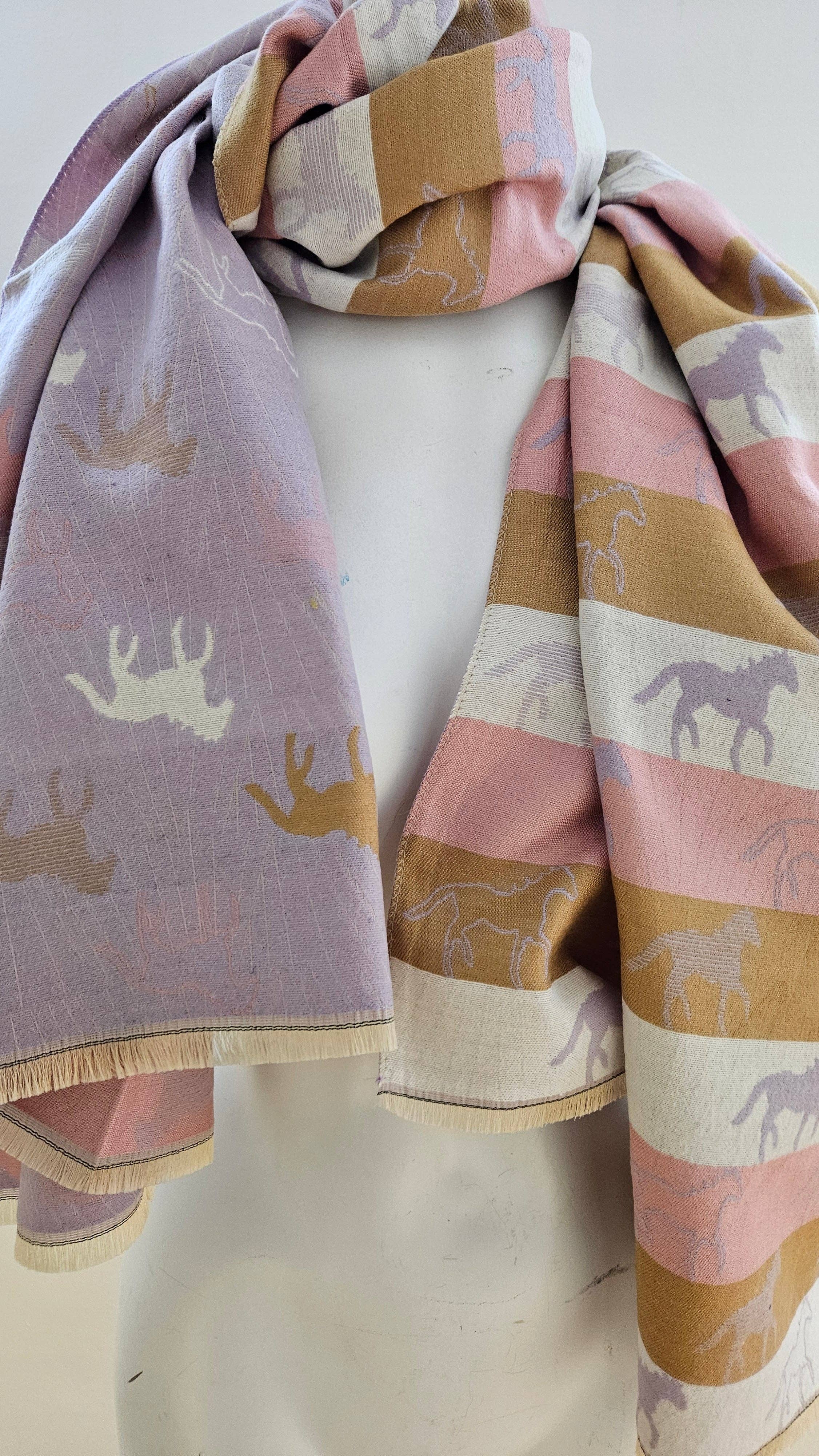 Shimena - Wholesale Scarf - Women's - Horses pattern cashmere feel wrap3