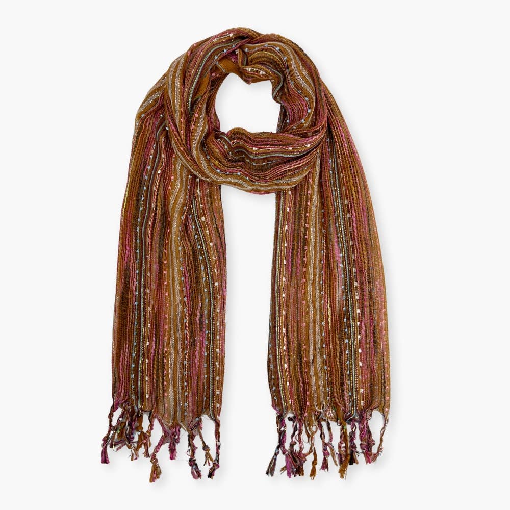 Humble Hilo – wholesale Scarf – Women's – Humble Hilo Multicolored Thread Artisan Scarf129