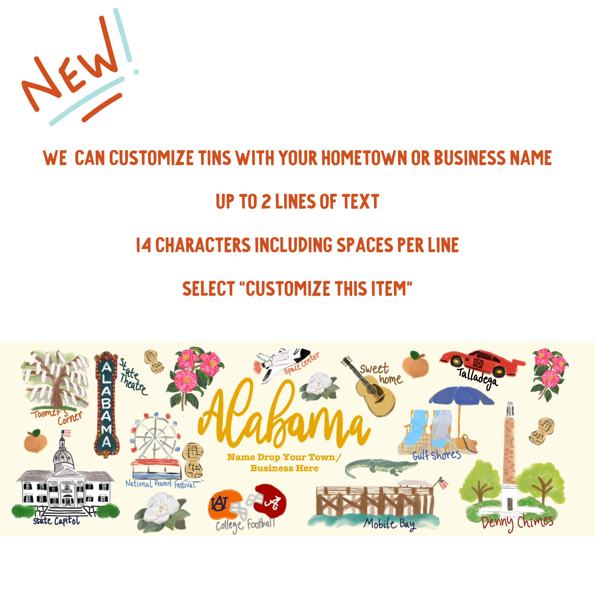 Watanut - Wholesale Cookie - Alabama State Gift Tin | Gourmet Shortbread Cookies or Nuts 13