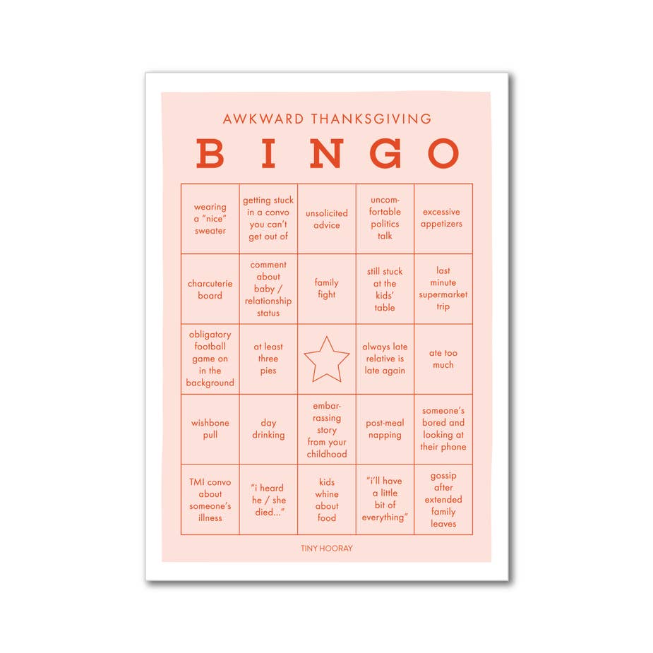 Awkward Thanksgiving Bingo Game for wholesale by Tiny Hooray