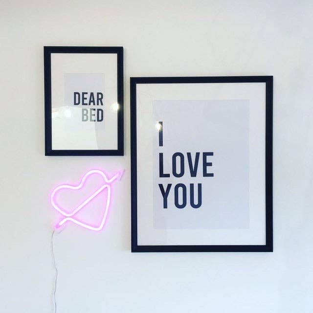 Lot de 2 impressions murales Dear Bed I Love You Black Bold pour chambre pour la vente par WinsterCreations™