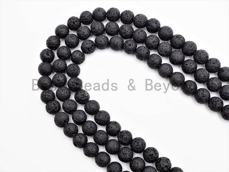 BestBeads&Beyond - Vendita all'ingrosso Perline - Perline rotonde in lava nera all'ingrosso, 4mm/6mm/8mm/10mm/12mm/14mm3