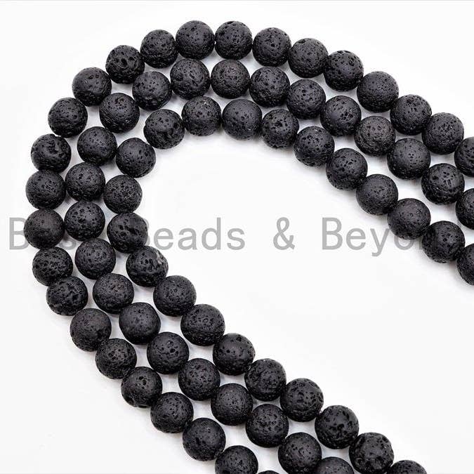 BestBeads&Beyond – Großhandel Perlen – Runde schwarze Lavaperlen für den Großhandel, 4 mm/6 mm/8 mm/10 mm/12 mm/14 mm3