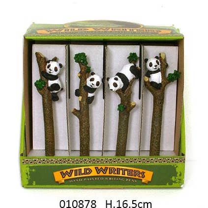 Display of 12 Panda Ballpoint Pens H. 16.5 cm for wholesale by Faye
