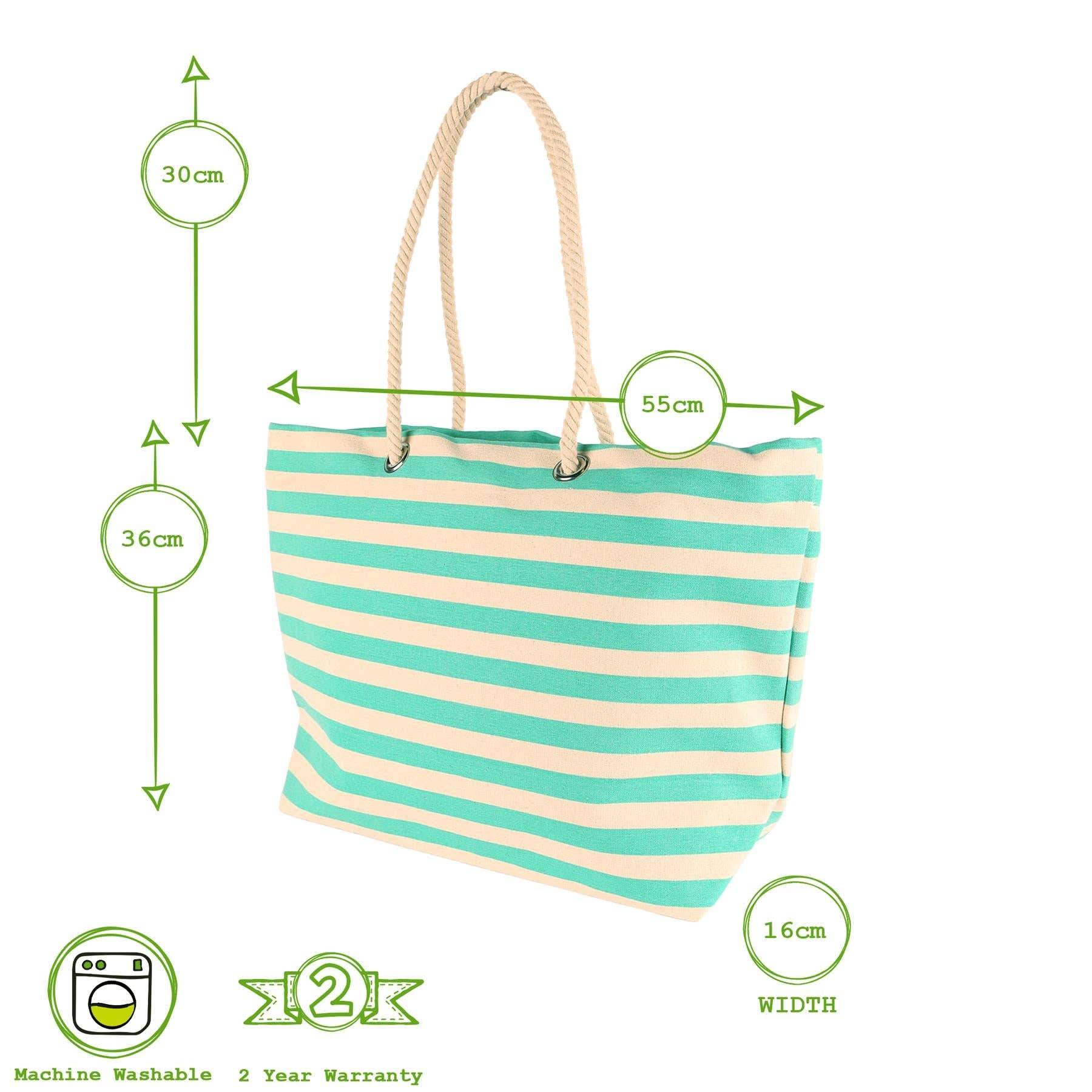 Rinkit Pty Ltd - Wholesale Beach Bag - Large Striped Canvas Tote Beach Bag - 55cm x 36cm - By Nicola Spring2