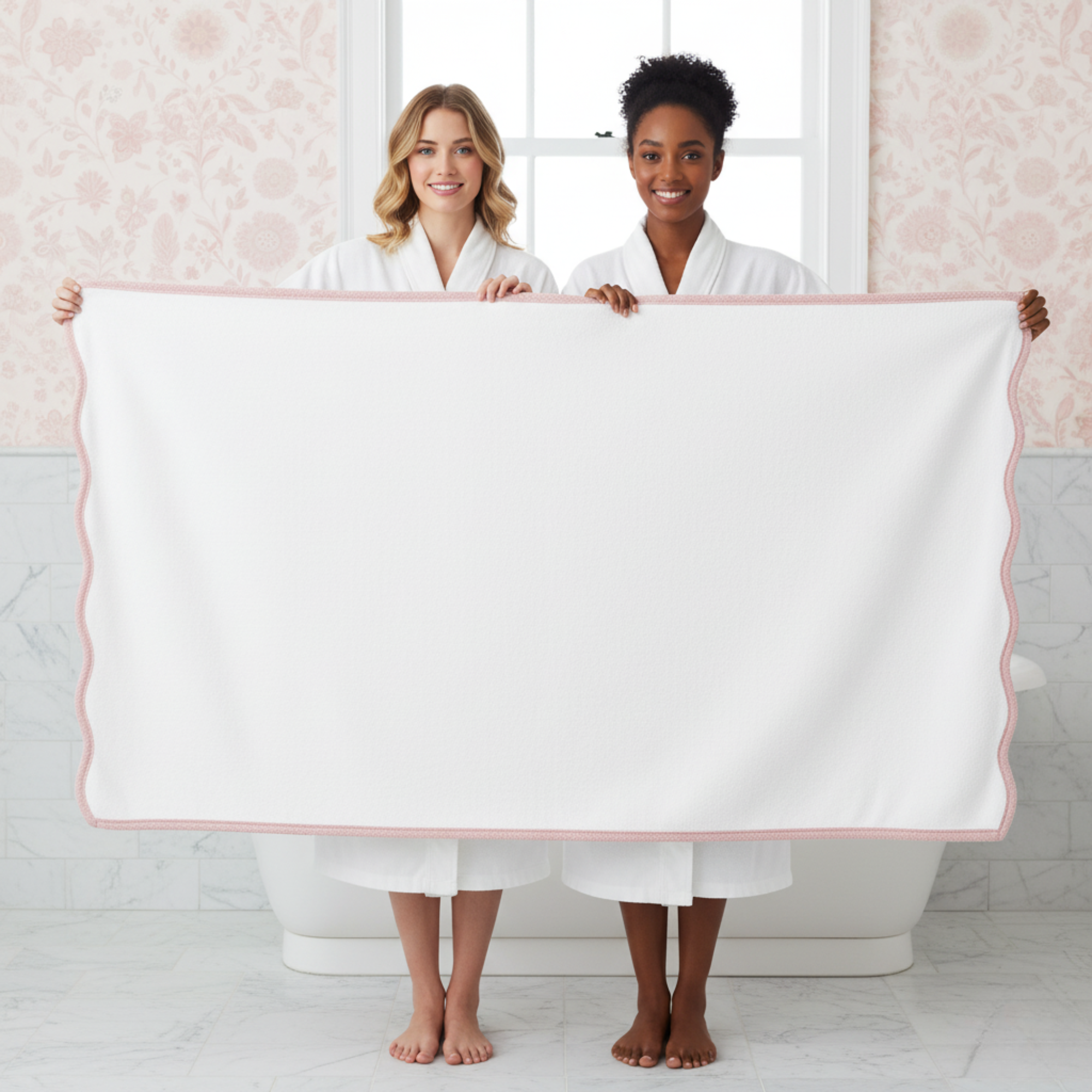 Lotus Linen – wholesale Badrumsmatta – Lyxig badrumsmatta i bomull med kammusselkanter107