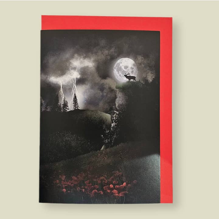 A5 blank card 'Buck Moon' single or multipack of 3 for wholesale by Sky Spirit Creations