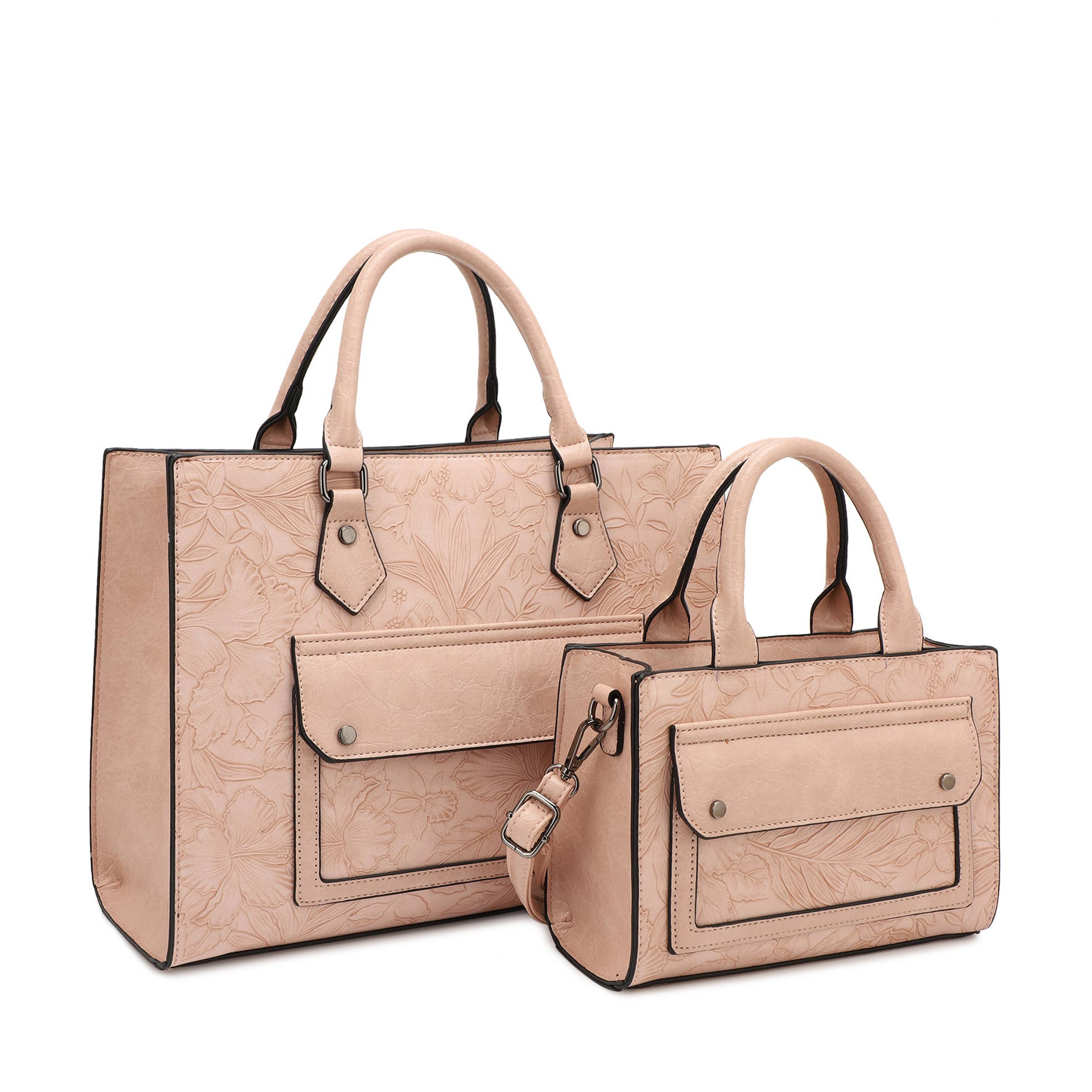 KAYLA+AVA - Vendita all'ingrosso Borsa tote - Donna - Set di borse tote con motivo floreale in rilievo Margaret Hibiscus14