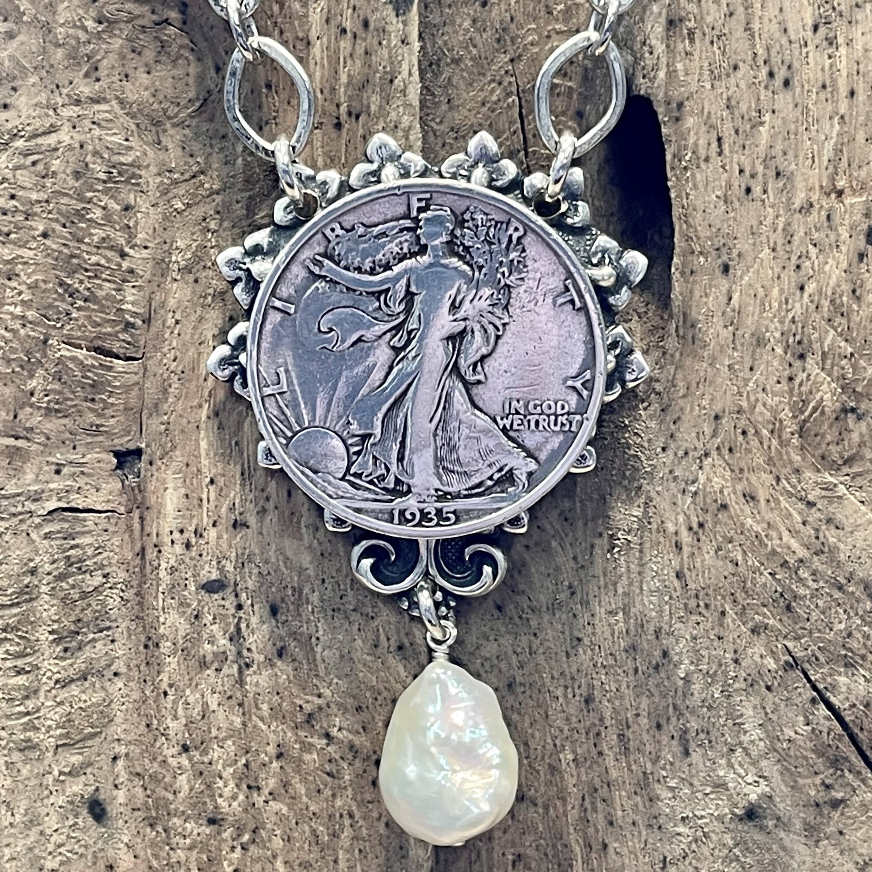 Lorraine Frances Jewelry - Wholesale Pendant/Charm Necklace - Walking Liberty Filigree Necklace1