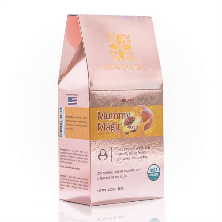 Secrets Of Tea - Wholesale Nursing Tea - Maternity - Mummy Magic Weight Loss Peach Tea- USDA Organic- 20 Sachets