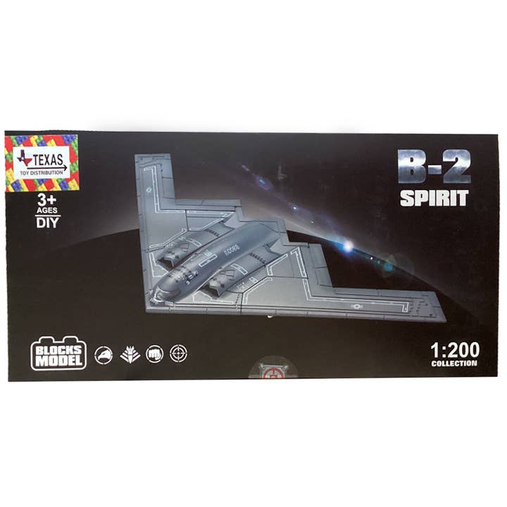Texas Toy Distribution - Wholesale Building Set - Kids - Ghost Bomber B2 Plane Pull-Back Brick Kit (1:200 Scale)
