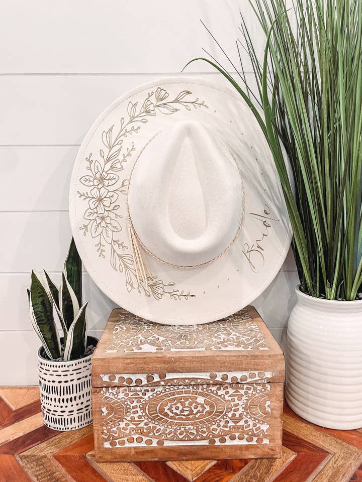 Engraved Floral Hat for wholesale by Willie & Dolly Designs