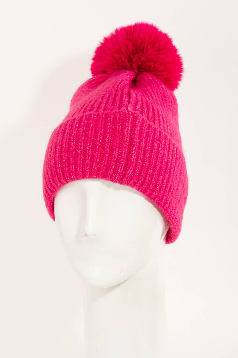 Collections by Fame Accessories – wholesale Mössa - Dam – Pom ribbad extra mjuk mössa5