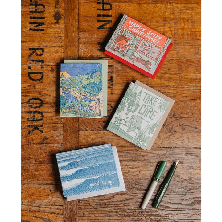 folio press & paperie - Wholesale Season's Greetings Card - Good Tidings - Letterpress Holiday Greeting Card