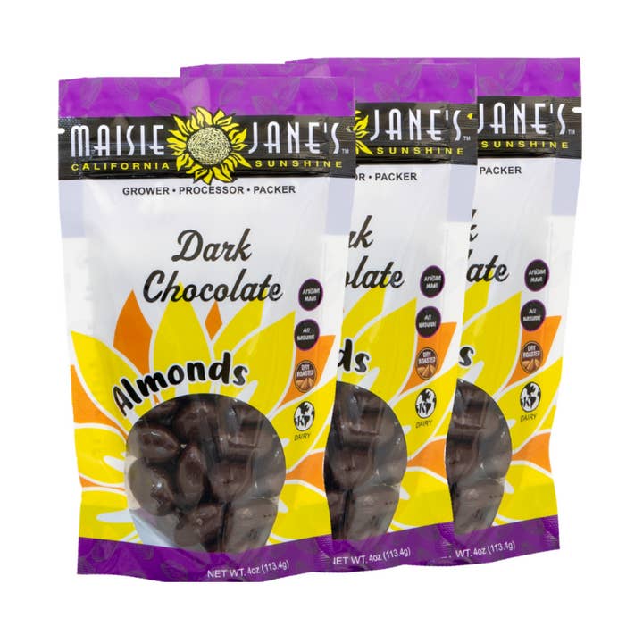 Dark Chocolate Almonds 4 oz. - Reclosable Pouch for wholesale by Maisie Jane’s
