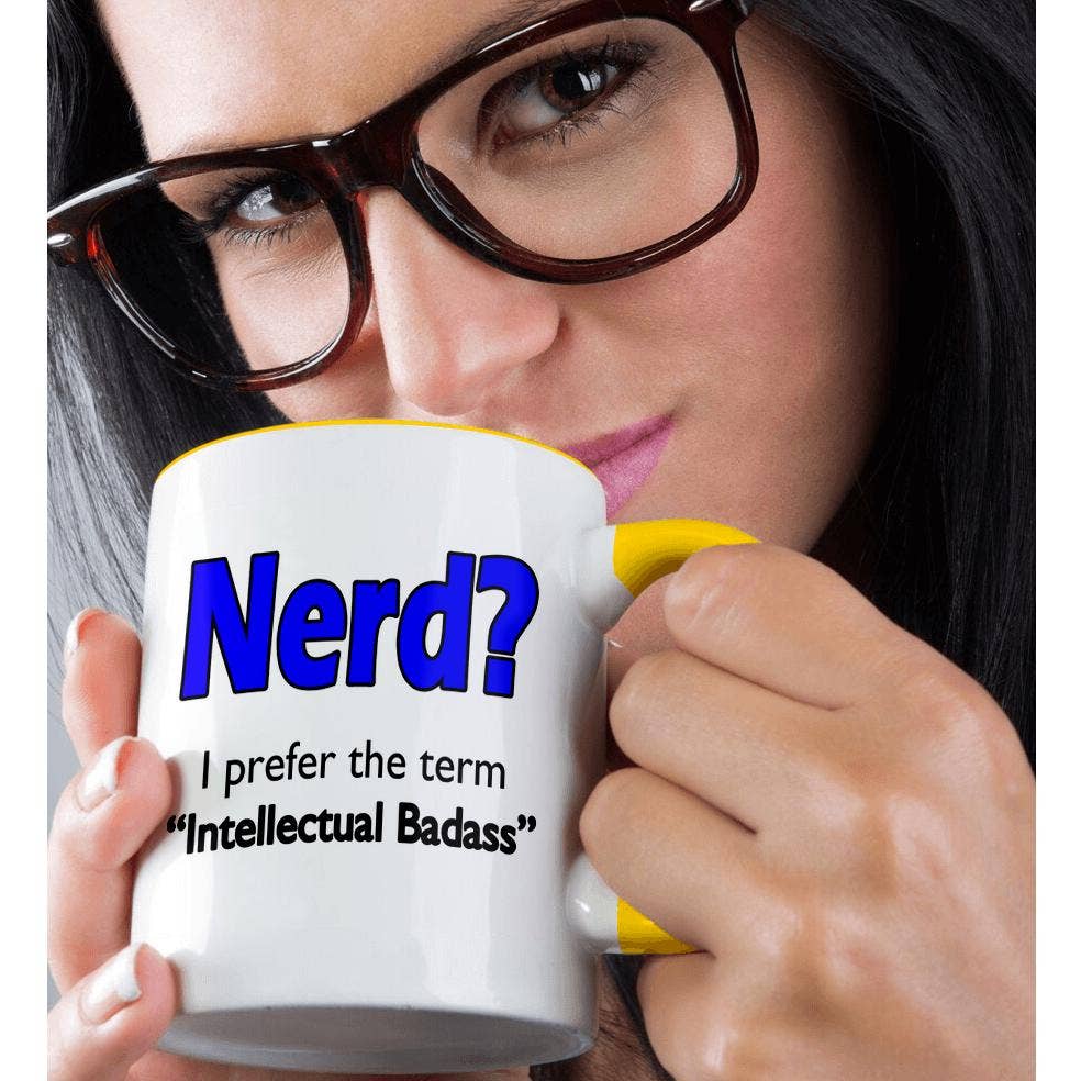 3dRose - Wholesale Coffee Mug - 3dRose, Nerd. Intellectual Badass. Blue., Mug1