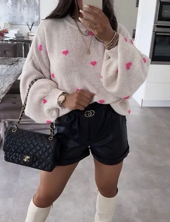 ESTEE BROWN - Wholesale Knit Sweater - Women's - Knitted sweater with heart pattern - 820255