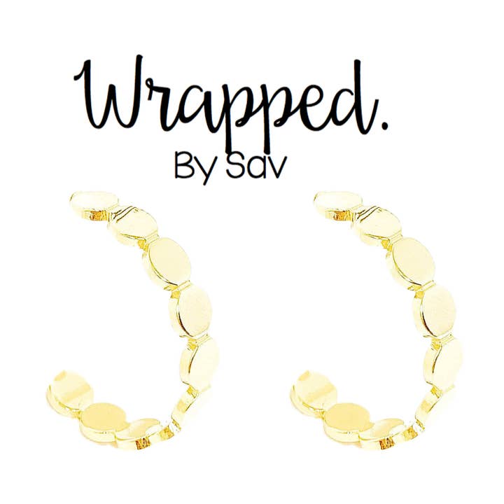 Gold Dot Hoops for wholesale by Wrapped. By Sav