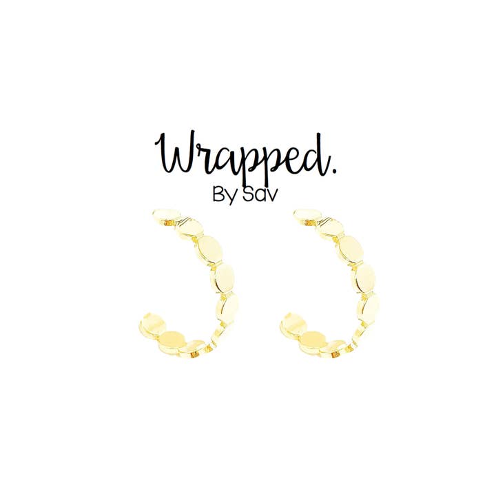 Gold Dot Hoops for wholesale by Wrapped. By Sav
