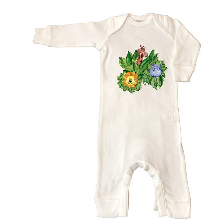 Infant Baby Rib Coverall 2128 Zoo Animals for wholesale by Designs By Beverly, LLC