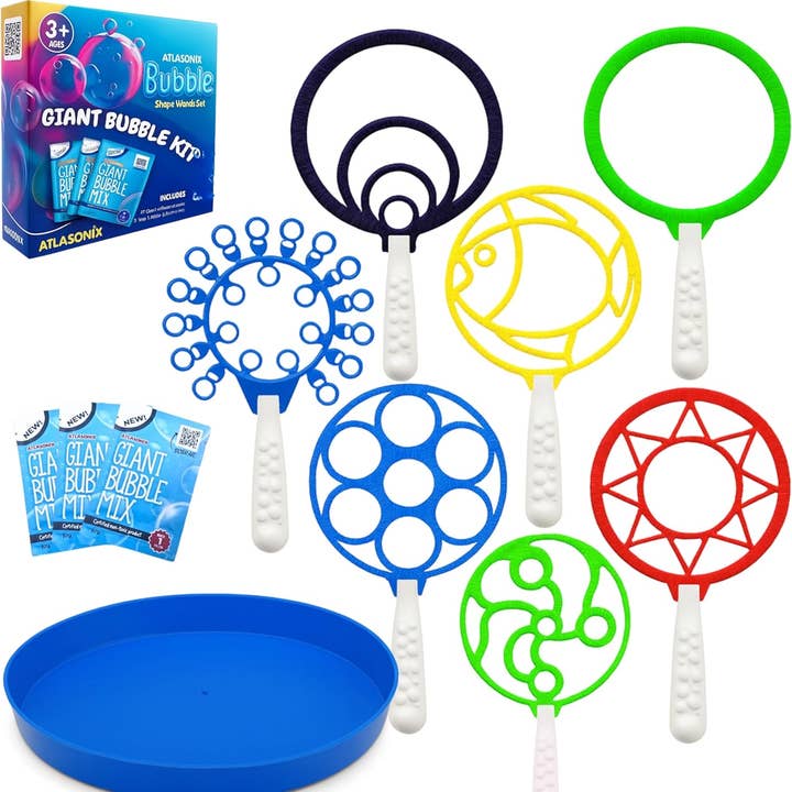 Atlasonix - Vente Baguette à bulles – enfant - Baguettes à Bulles Géantes - Ensemble de Bulles pour Enfants (11 Pièces)0