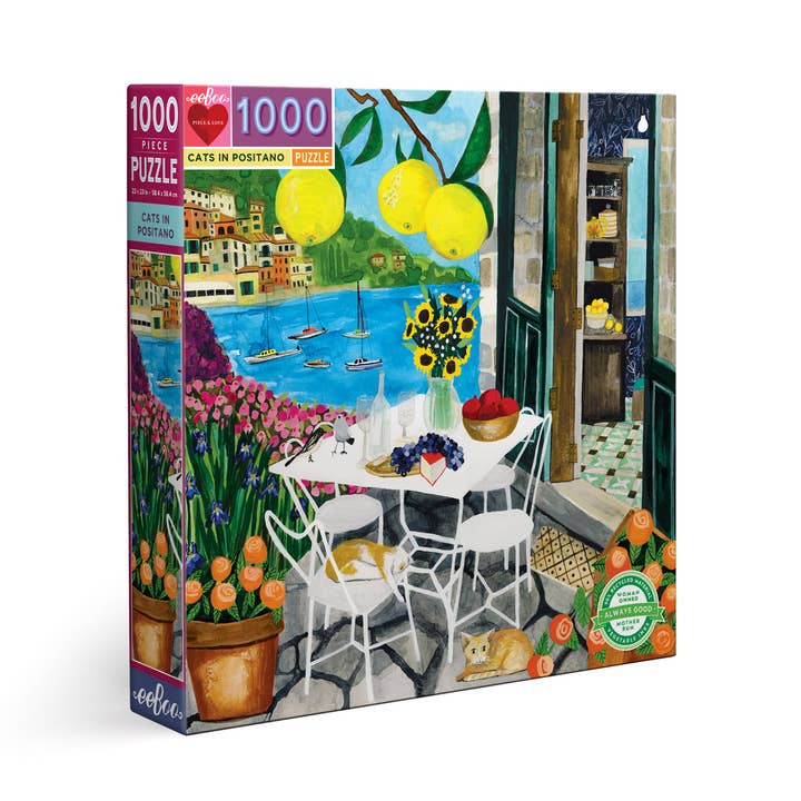 eeBoo 1000 Piece Jigsaw Puzzle - Cats in Positano for wholesale by Just Imagine Toys
