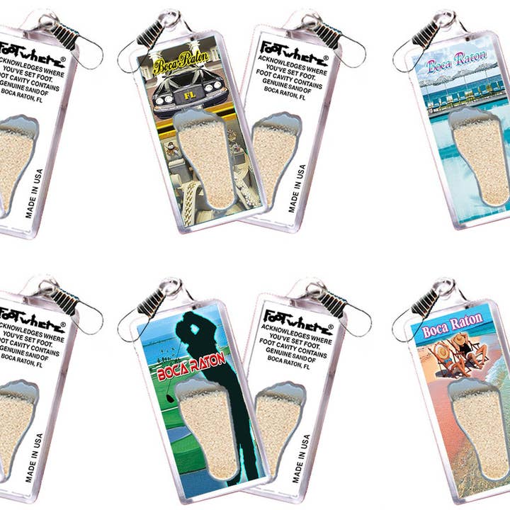 Boca Raton FootWhere® Souvenir Zipper-Pull. 72 pieces/ 6 assorted styles. for wholesale by FootWhere- USA Group, Inc.