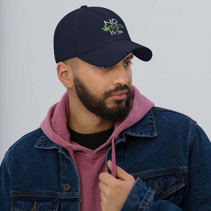 No Fun Company – wholesale Baseballkeps - Unisex – Keps, Hatt, Ingen Weed Ingen Roligt, Begränsad Upplaga, Marinblå