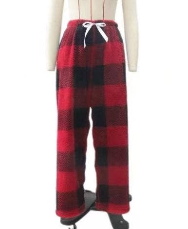 HIDDENBRAND - Wholesale Pants - Women's - Flannel Plaid Print Fleece Lounge Pants0
