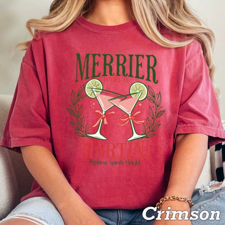 Shoppe SHC - Wholesale T-shirt (graphic) – women's - Merrier Martini Christmas Graphic Tee | Comfort Color24