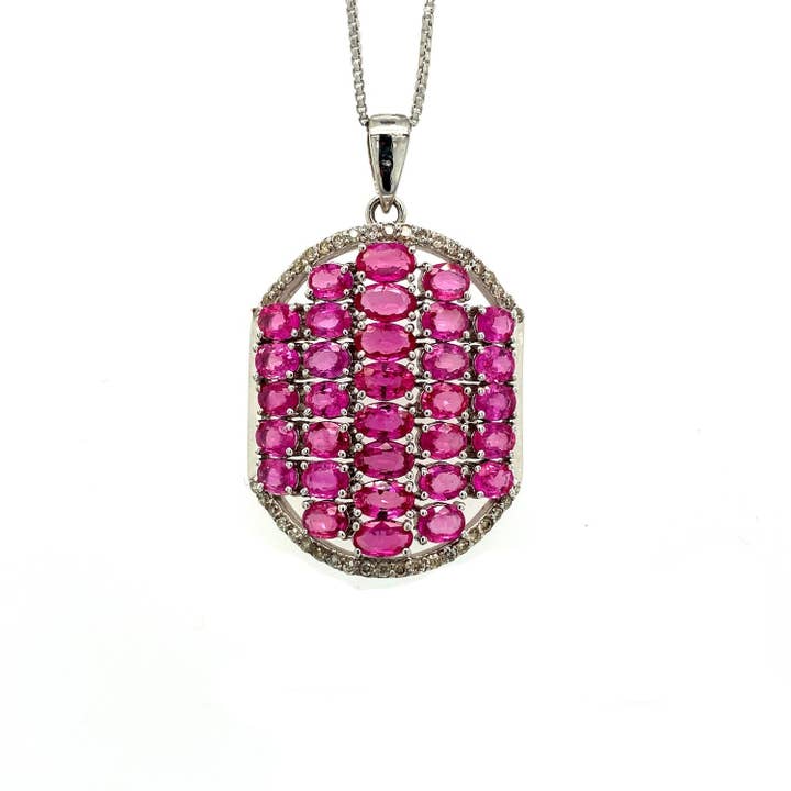 Ruby Pendant in .925 Sterling Silver - KSP 35043 for wholesale by Kotawala Jewels