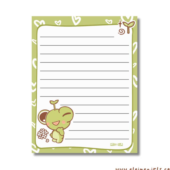 Notepad 4.25 x 5.5 | Green Hearts for wholesale by Elaine Girls