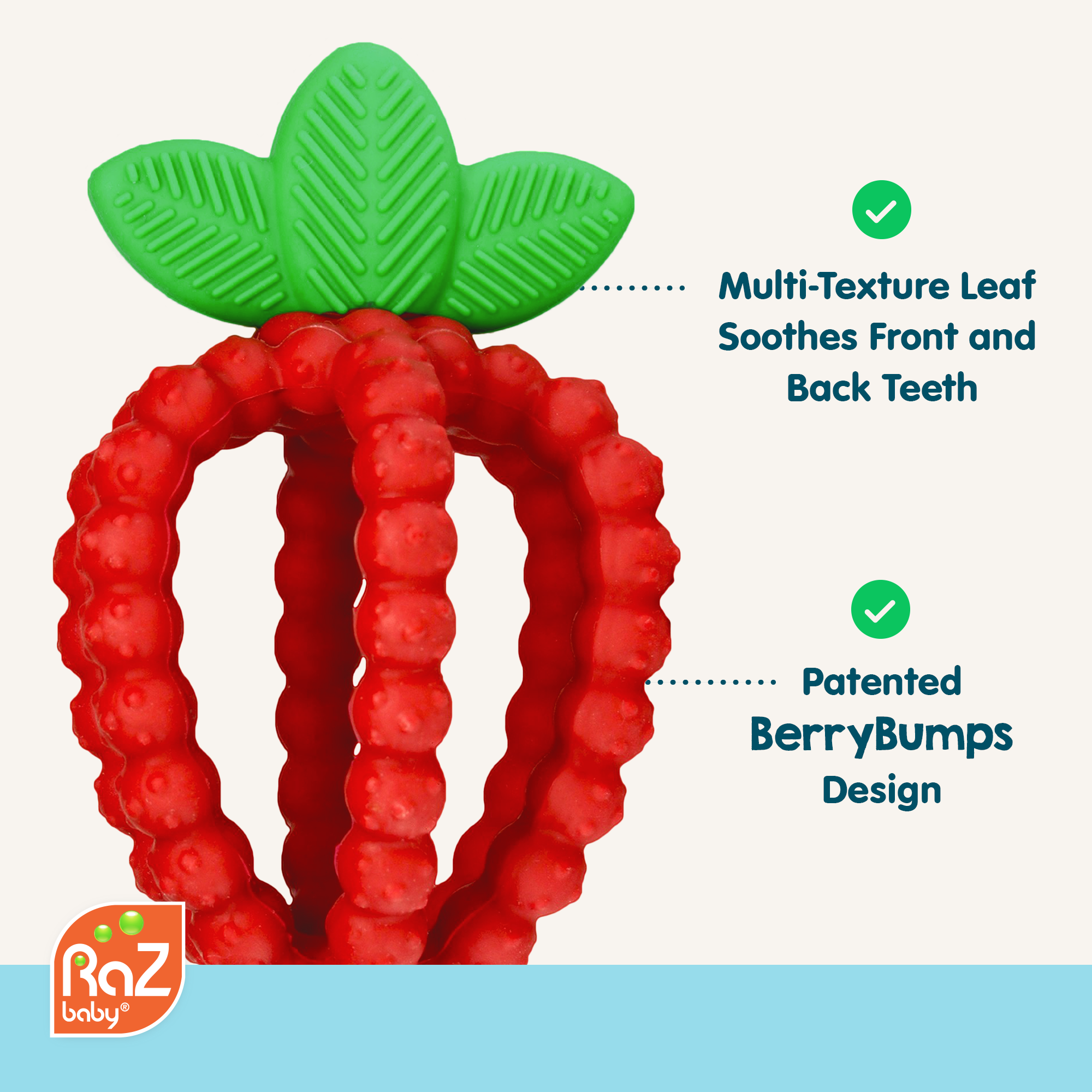 RaZbaby - Wholesale Teether (Not Clip-On) - Baby - RaZberry Bites Teething Toy - Red3
