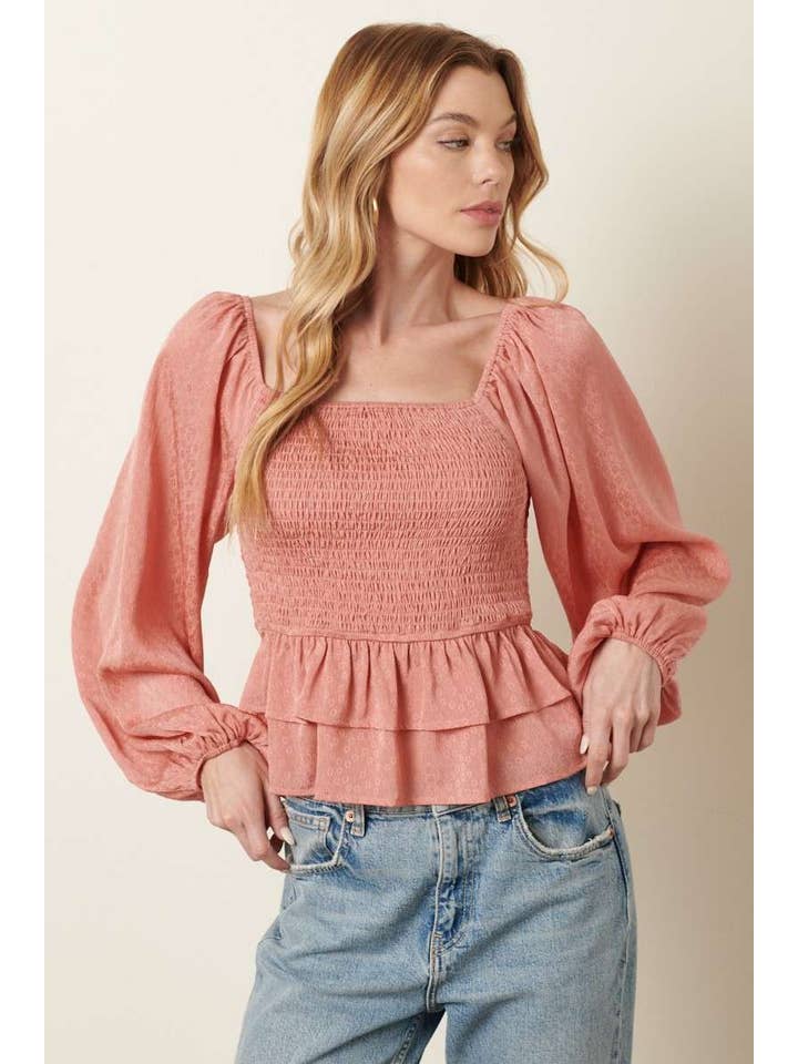 mittoshop - Vendita all'ingrosso Camicetta - Donna - H14432A-BLUSA CON CORPETTO IN JACQUARD A FIORI1