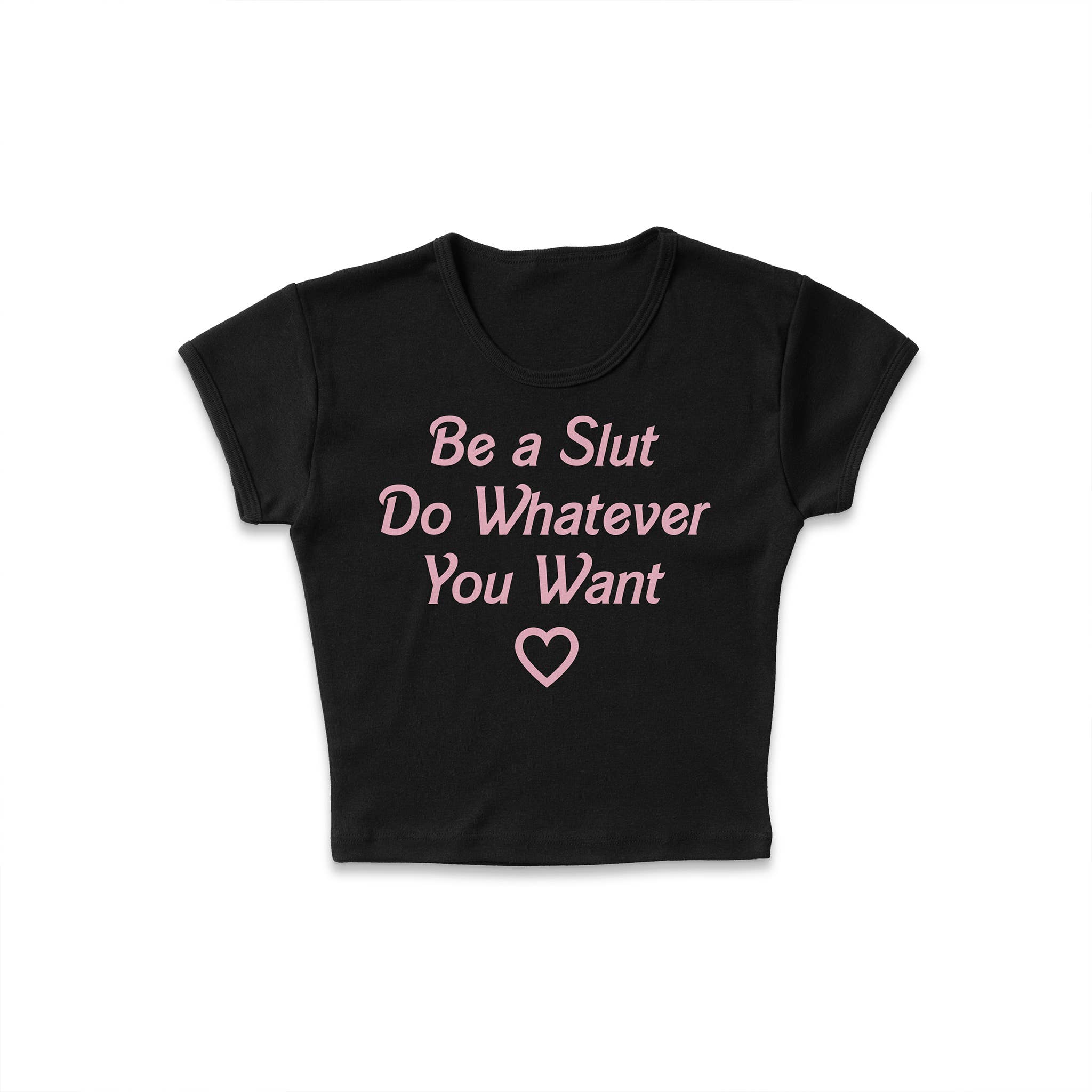 Solid Black Blend Be A Slut Micro Rib Baby Tee for wholesale on Faire0