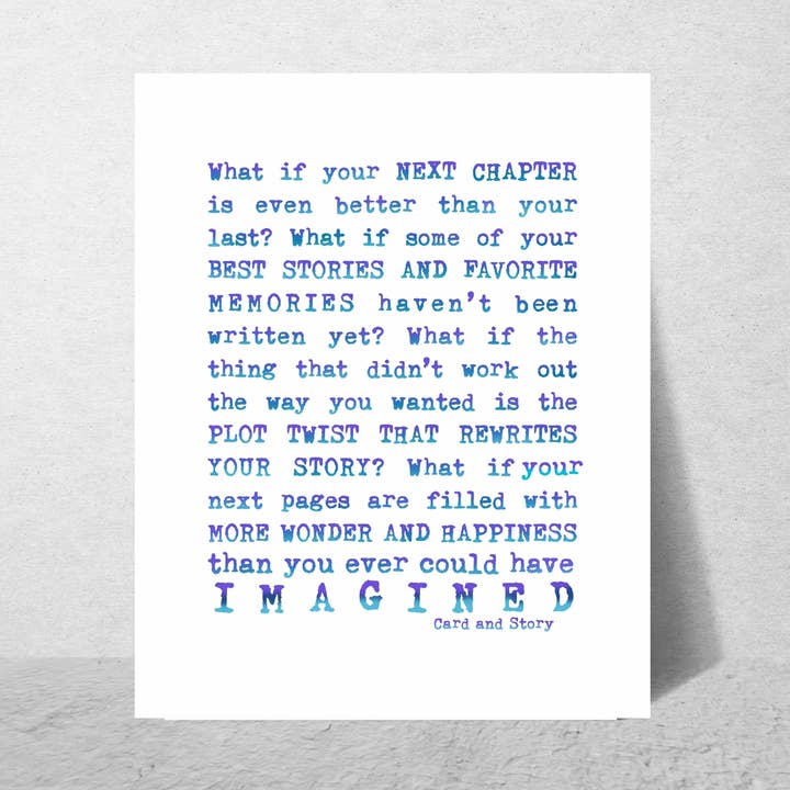 Bedste kapitel foran 8x10 plakat for engroshandel hos Card & Story