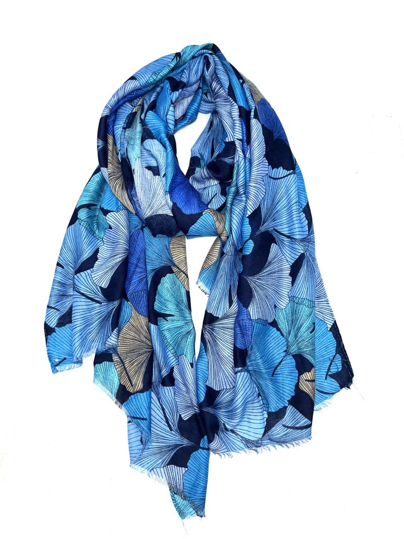 LINETA - Wholesale Scarf - Women's - HH-240 Ginkgo pattern printed scarf 7