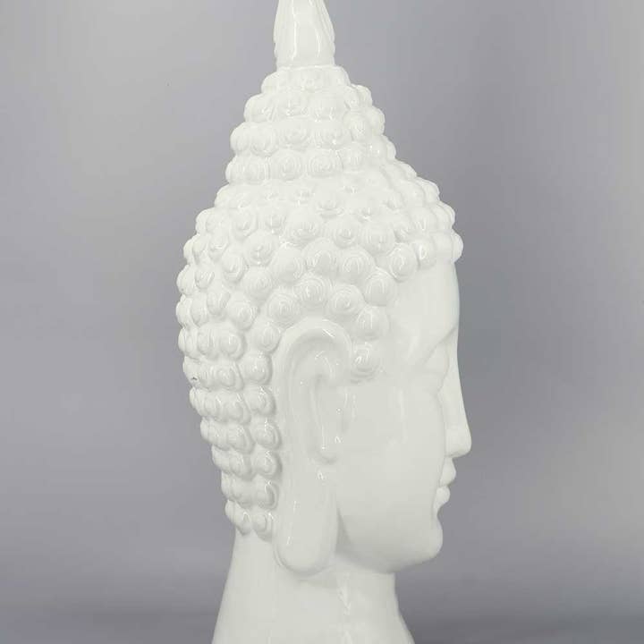 Buddha Groove – Engroshandel Pyntefigur – Elegant keramisk Buddha hovedstatue, 20 tommer4