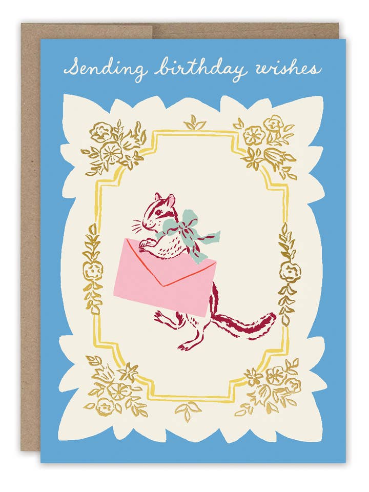 Sending Birthday Wishes Chipmunk Card for wholesale by Biely & Shoaf