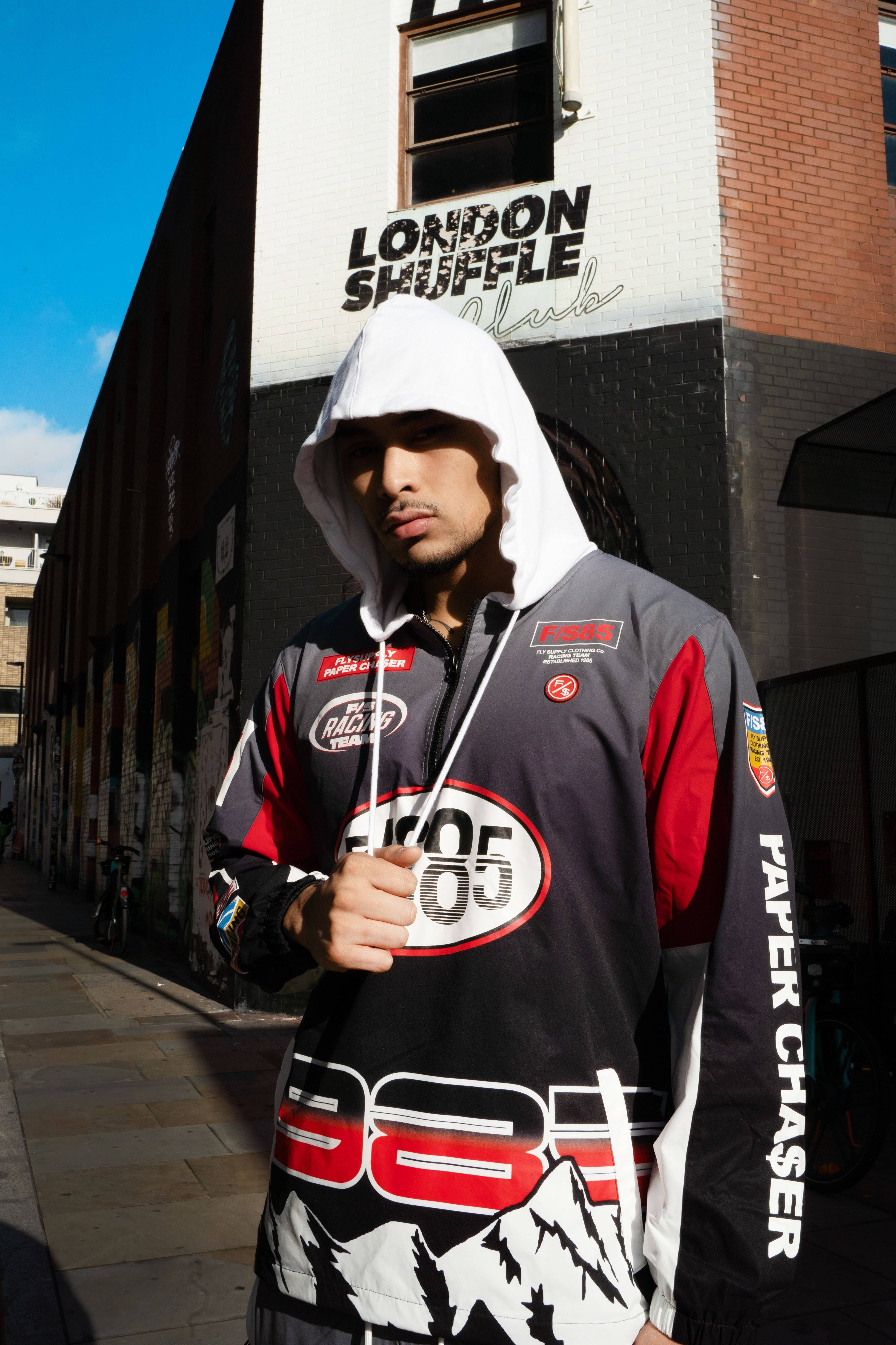 Black Paperchaser Windbreaker Pullover (Black) for wholesale on Faire21