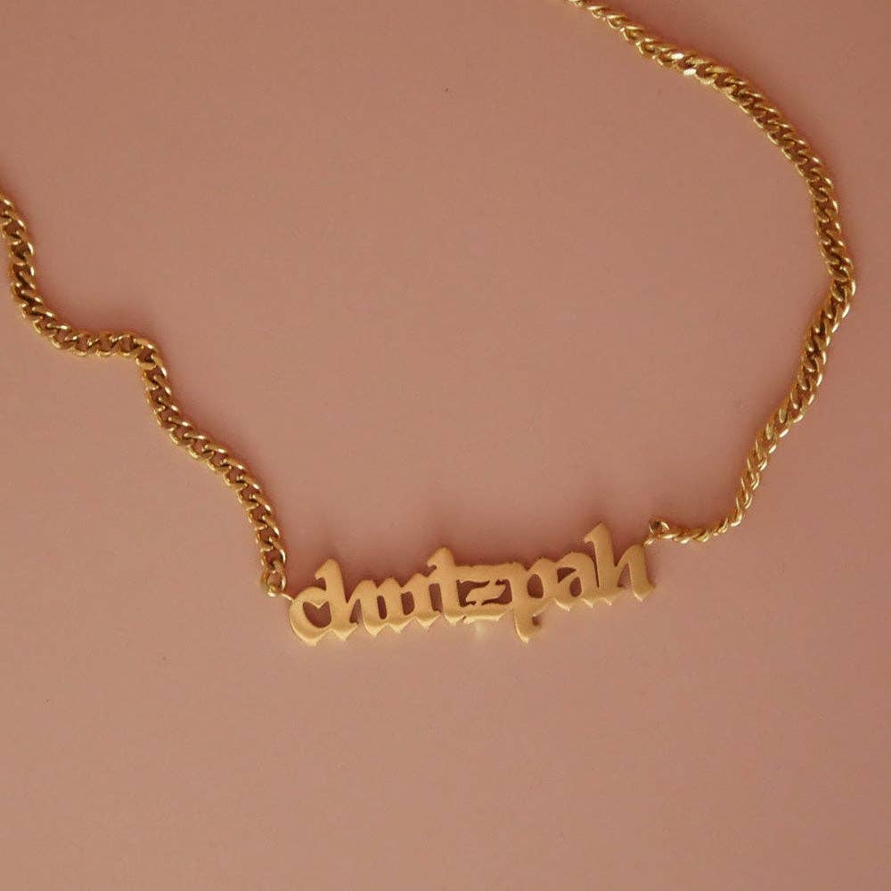 Mamaleh Jewelry - Wholesale Pendant/Charm Necklace - Chutzpah Blackletter Necklace4