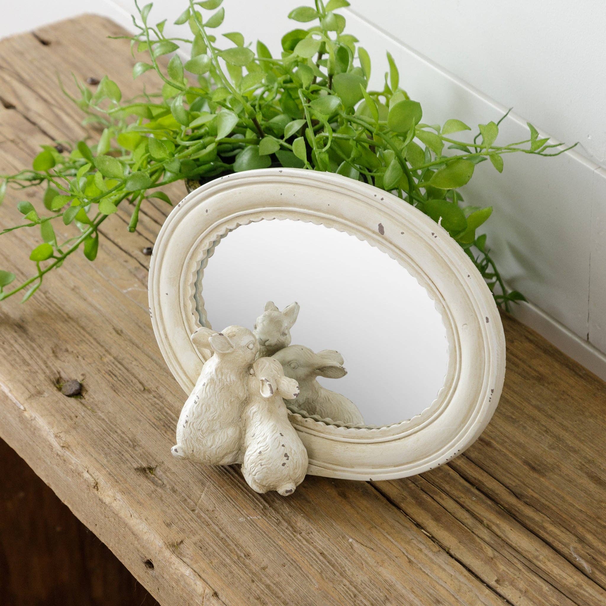 Audrey's Home & Gift - Wholesale Decorative Tabletop Object - Bunnies Peeking Mirror (PC)1