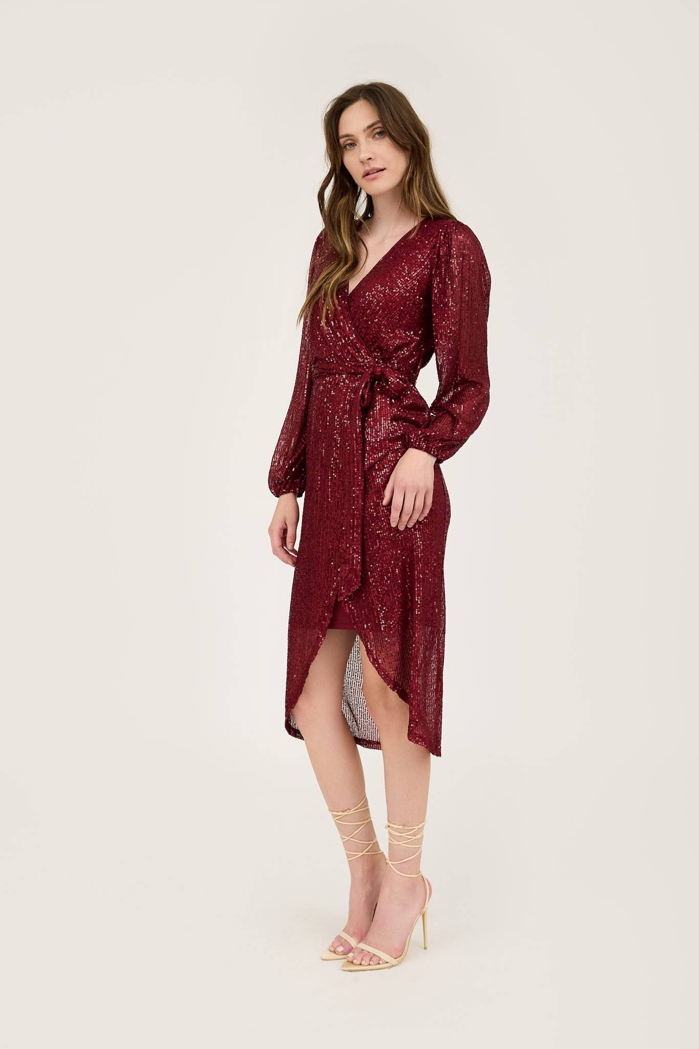 MINE - Vente Robe – femme - ROBE MIDI EN SURPLIS À SEQUINS14