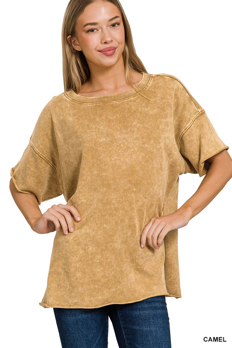 42POPS - Wholesale T-Shirt - Women's - ".._ Washed French Terry Loose fit Top Reg/Plus6