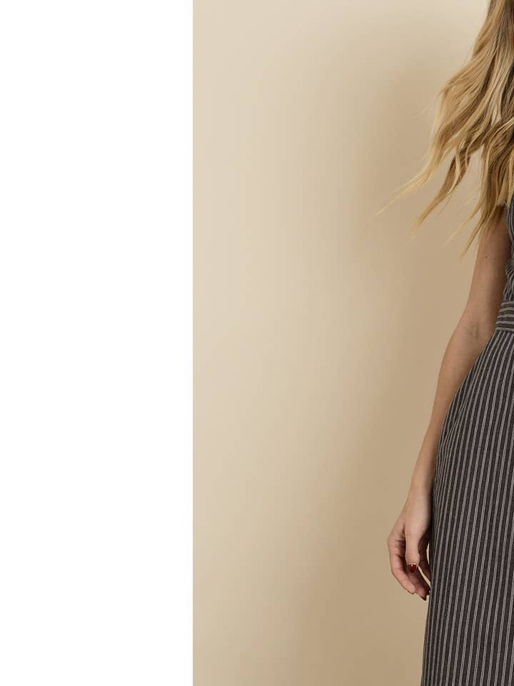 Dress Forum - Wholesale Jumpsuit - Women's - FP3198 Double-Stripe Surplice Cropped Jumpsuit0