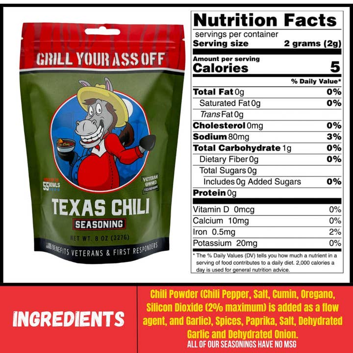 Grill Your Ass Off - Spices, Rubs, Seasonings, Sauces, Jerky - Wholesale Dried Spice Mix - Texas Chili-Classic Texas Chili Blend for Stews, Tacos & BBQ5