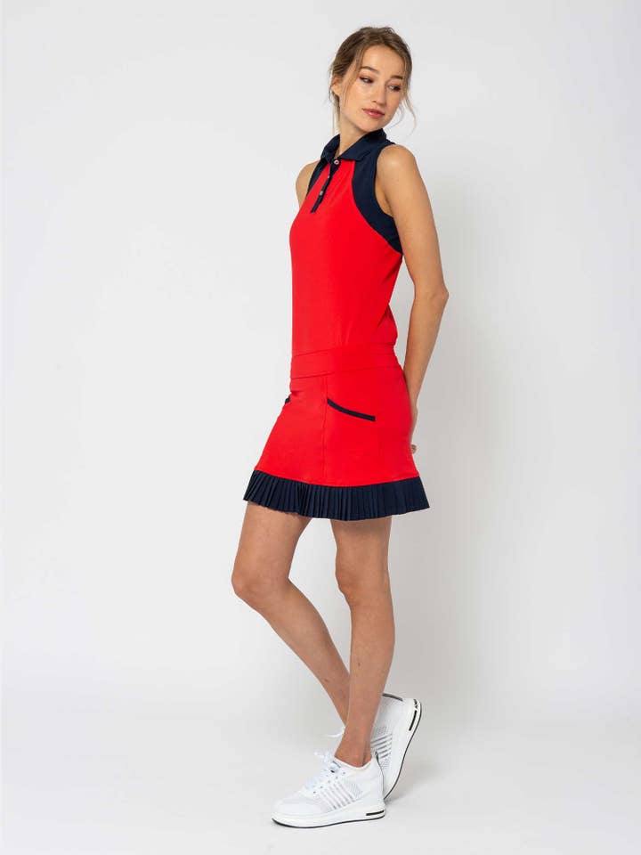 Poppy Midnight Kai 17" Pleated Skirt - Poppy/Midnight for wholesale on Faire4